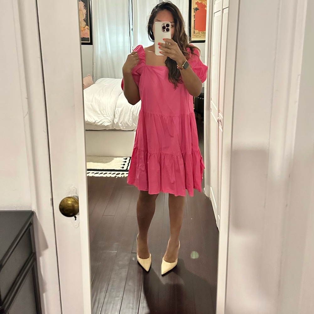 H&M pink summer puff sleeve dress